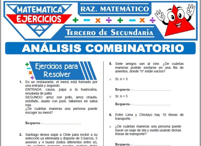Ejercicios de Análisis Combinatorio para Tercero de Secundaria