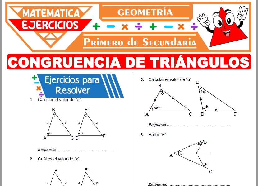 Ejercicios de Congruencia de Triángulos para Primer Grado de Secundaria