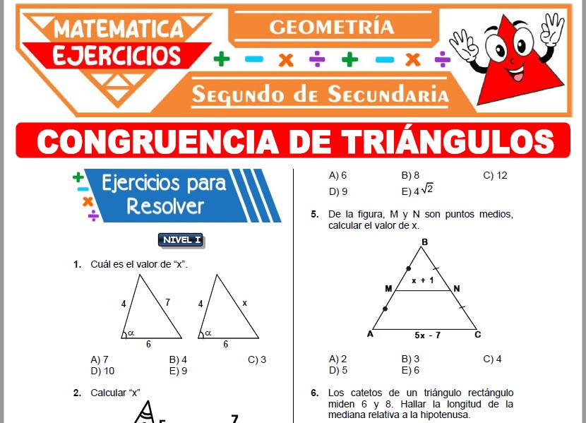 Ejercicios de Congruencia de Triángulos para Segundo Grado de Secundaria