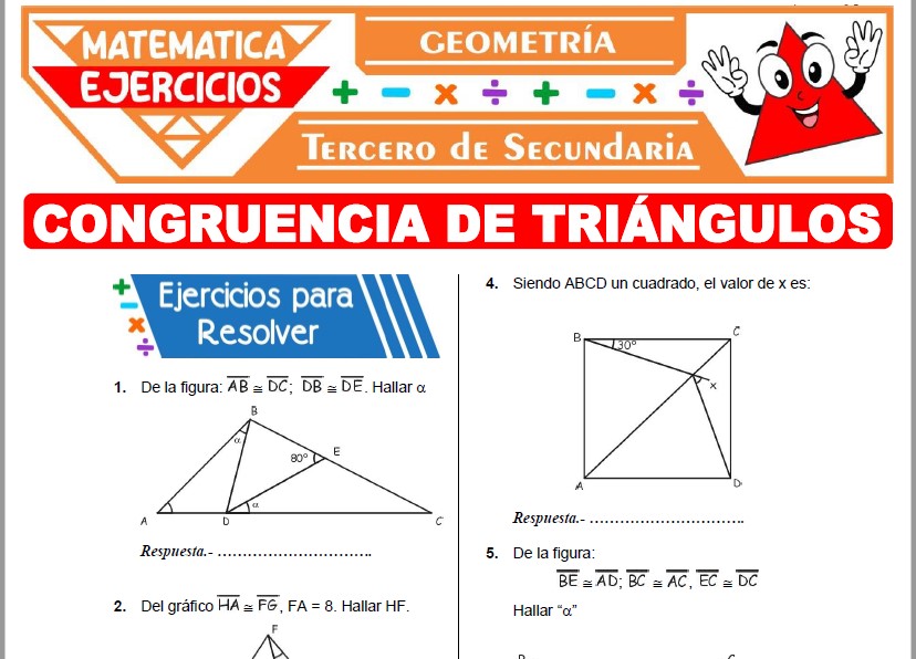 Ejercicios de Congruencia de Triángulos para Tercer Grado de Secundaria