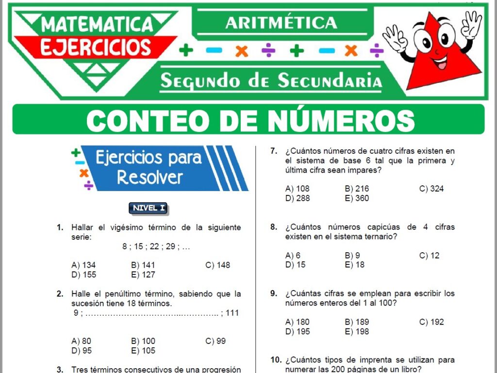 Ejercicios de Conteo de Números para Segundo Grado de Secundaria