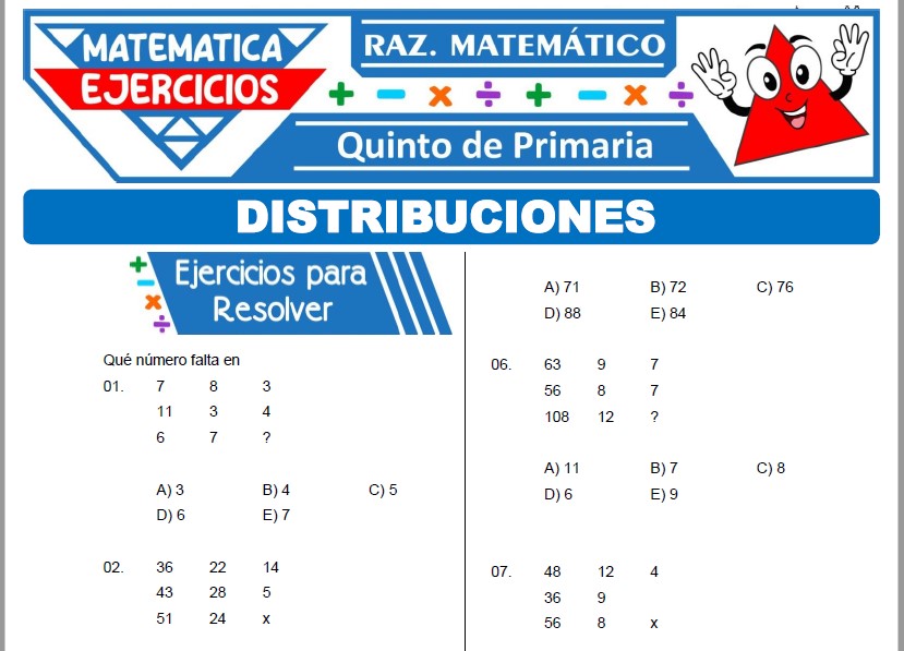 Ejercicios de Distribuciones para Quinto Grado de Primaria