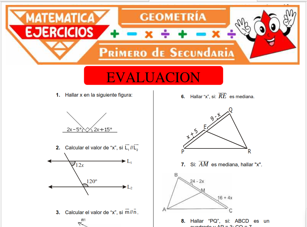 Cuestionario de Geometría para Primero de Secundaria