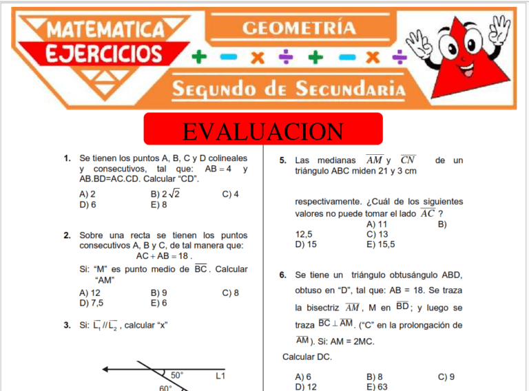 Evaluación de Geometría para Segundo de Secundaria ...