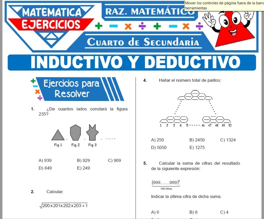 Ejercicios de Inductivo y Deductivo para Cuarto Grado de Secundaria