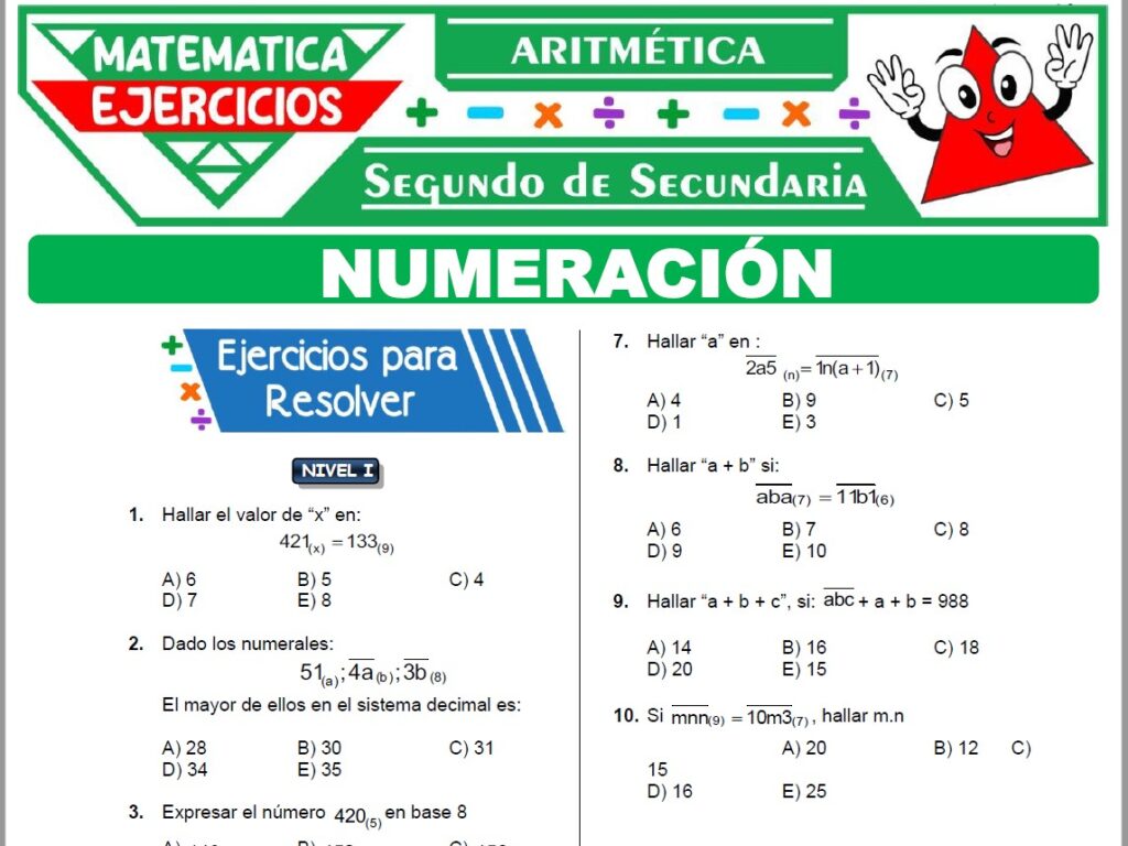 Ejercicios de Numeración para Segundo Grado de Secundaria