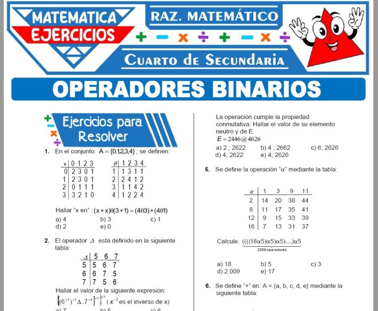 Ejercicios de Razonamiento Matemático para Cuarto de Secundaria