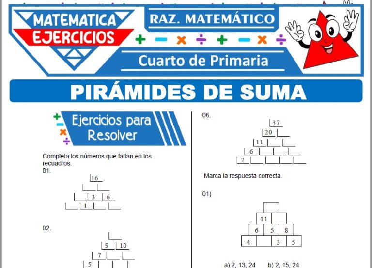 Ejercicios de Pirámides de Suma para Cuarto de Primaria