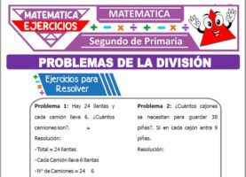 Ejercicios de Problemas de la División para Segundo de Primaria