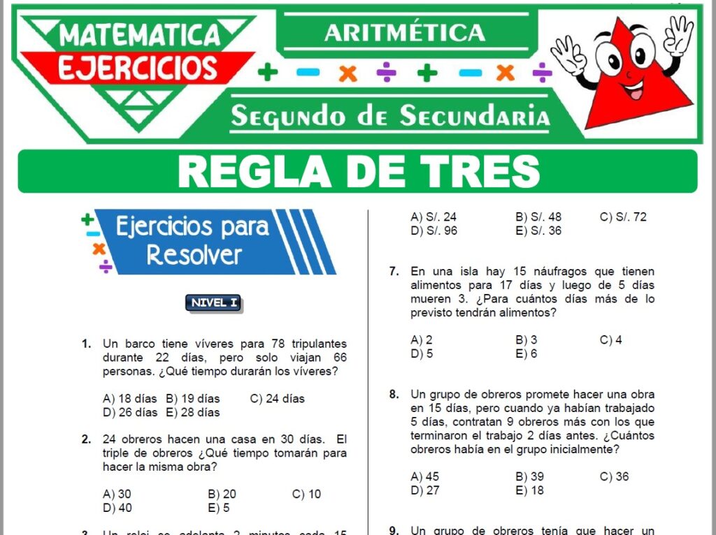 Ejercicios de Regla de Tres para Segundo Grado de Secundaria