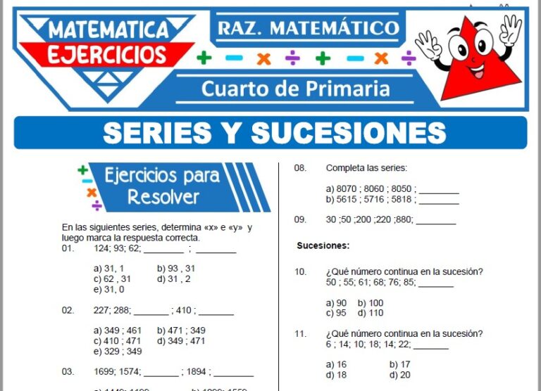 Ejercicios de Series y Sucesiones para Cuarto de Primaria