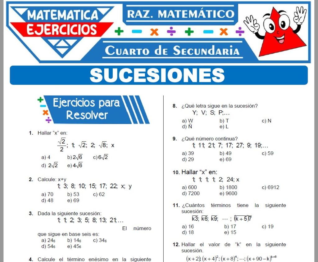 Ejercicios de Sucesiones para Cuarto Grado de Secundaria