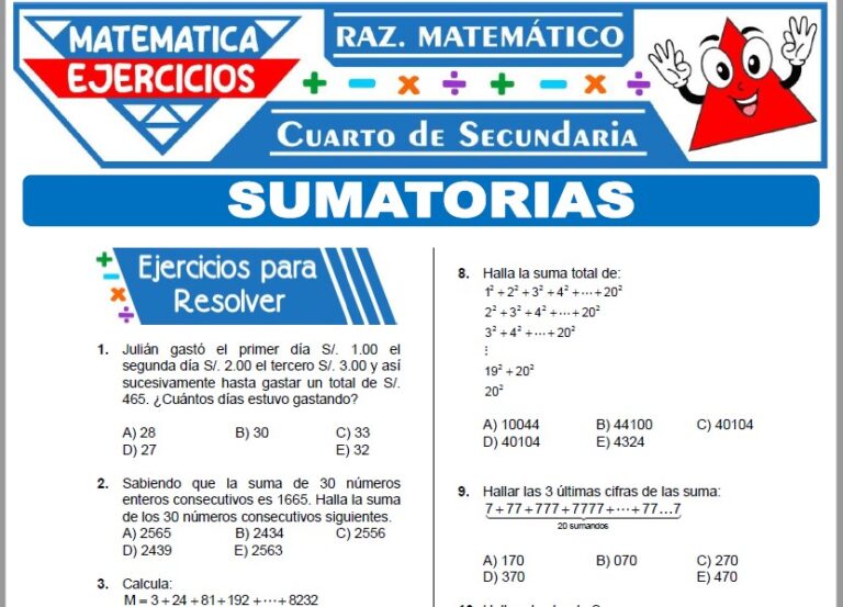 Ejercicios de Razonamiento Matemático para Cuarto de Secundaria