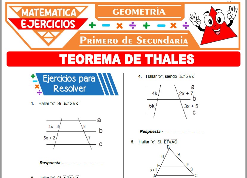 Ejercicios de Teorema de Thales para Primer Grado de Secundaria