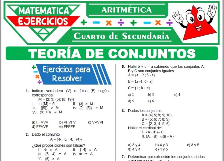 Ejercicios de Teoría de Conjuntos para Cuarto de Secundaria
