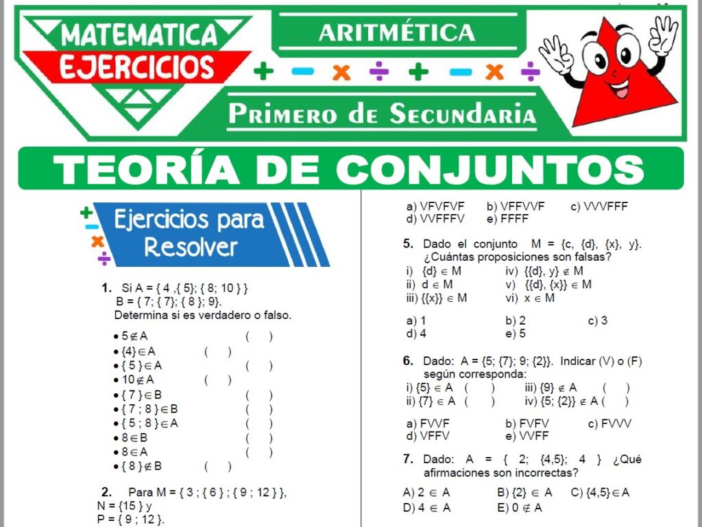 Ejercicios de Teoría de Conjuntos para Primero de Secundaria