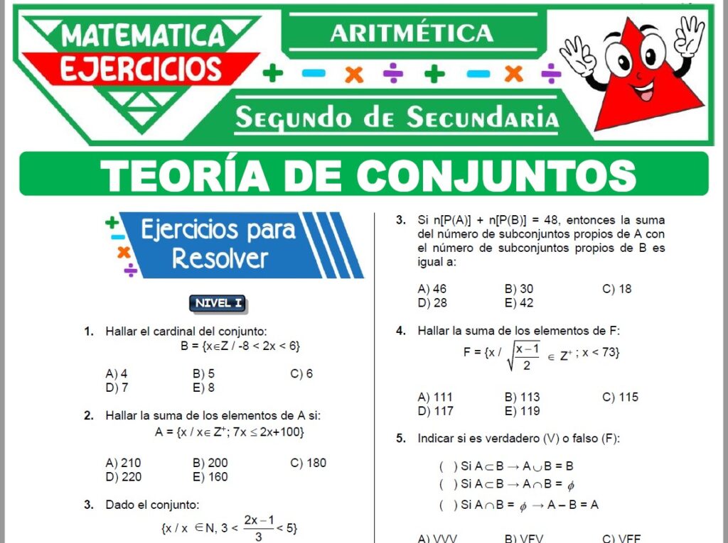 Ejercicios de Teoría de Conjuntos para Segundo Grado de Secundaria