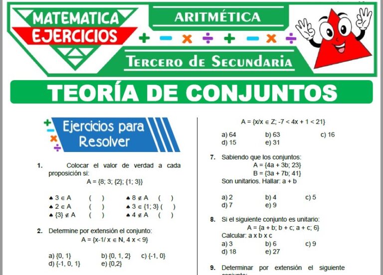 Ejercicios de Teoría de Conjuntos para Tercero de Secundaria